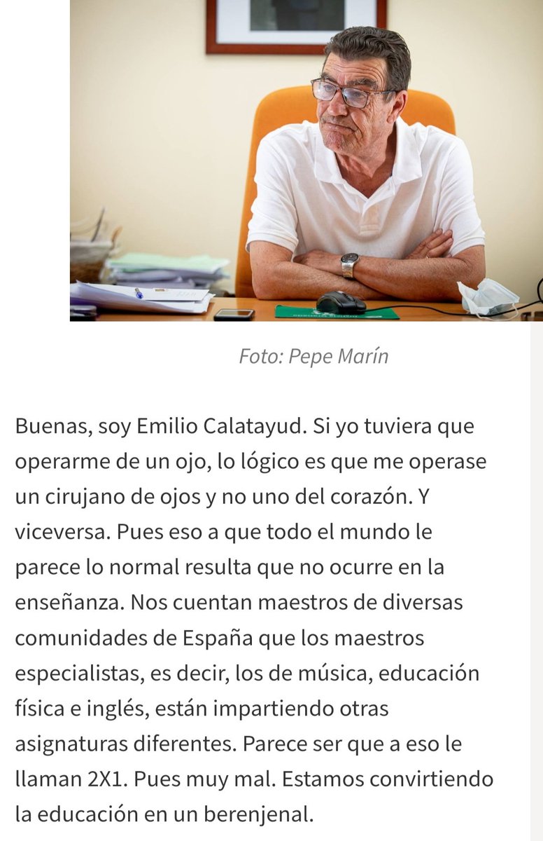 <a href="/terdaban/">Ter 🍏👩🏻‍🏫🔻🇪🇸</a> <a href="/DUAndalucia/">Docentes Unidos Andalucía</a> <a href="/educaciongob/">Ministerio de Educación, FP y Deportes</a> <a href="/EducaAnd/">Consejería Desarrollo Educativo y FP</a> <a href="/ppandaluz/">PP de Andalucía</a> <a href="/VenaMareaVerde/">Marea Verde Madrid ¡#MatricúlateEnLaPública!</a> <a href="/CSIFAndalucia/">CSIF Andalucía</a> <a href="/CGTMalaga/">CGT-Málaga Ⓐ</a> <a href="/usteaeducacion/">USTEA Educación</a> <a href="/anpeandalucia/">Anpe-Andalucía</a> <a href="/feccooand/">FE CCOO Andalucía</a> <a href="/DOCENTESXPUBLIC/">DOCENTES X LA PÚBLICA</a> <a href="/ampaprofpublica/">Ampas y docentes PÚBLICA</a> <a href="/C_ESCOLAR_AND/">CONSEJO ESCOLAR ANDALUCIA</a> <a href="/UGTEducaAnd/">UGT Educación Andalucía</a> <a href="/lavozdelsures/">lavozdelsur.es</a> <a href="/diariosevilla/">Diario de Sevilla</a> <a href="/todoesmentiratv/">Todo Es Mentira</a> <a href="/TSJUE_es/">TSJ Unión Europea 🇪🇺</a> <a href="/20m/">20minutos.es</a> <a href="/elpais_espana/">EL PAÍS España</a> El punto número 10 también debería aplicarse a la etapa de Primaria. 
Es alucinante el deterioro de la calidad de la enseñanza, el abuso indiscriminado del 2x1, la inexistencia de la función tutorial y el fraude que hay en las oposiciones por especialidades. 
Fraude y engaño.