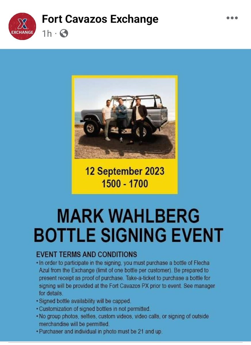 Interesting @markwahlberg, only an autograph on the bottle, not even photos with the troops and their families?  I am going to pull up with some @DrinkNumberJuan lol.