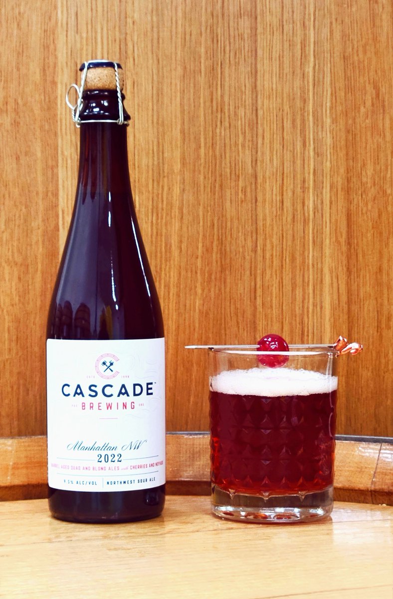 Manhattan NW® 2022 is a blend of sour quad and blond ales aged in bourbon barrels with sour pie cherries and apricot noyaux. A tribute to the classic Manhattan cocktail, this unique sour beer features flavors of bourbon, maraschino cherry, bitter almond, and a rich malt backbone.