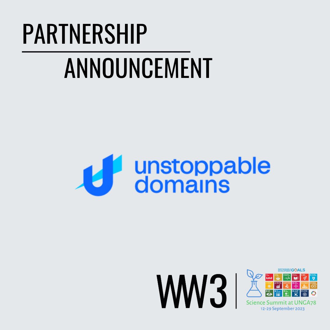 sandym_c's tweet photo. 🌟 Big News! Thrilled to announce our newest Partner, Unstoppable Domains, who's pioneering user-owned digital identity.🚀 

Welcome @unstoppableweb to the @the_womenofweb3 family. We’re shaping the future together! 🎉 🧵

#GlobalScience #ScienceDigital #ScienceSummitUNGA https://t.co/bjLEQP6jo9