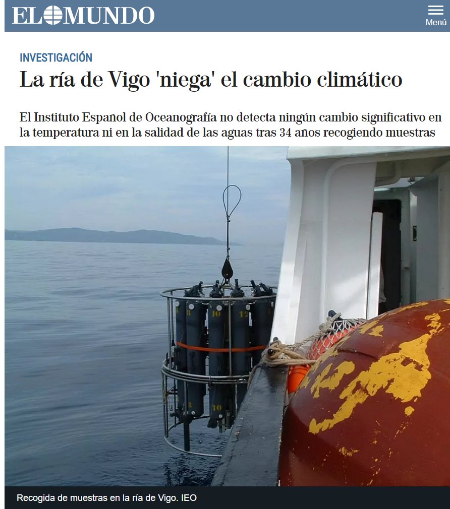 El Instituto Español de Oceonografía ha analizado la temperatura y la salinidad de la ría de Vigo y su plataforma continental durante 34 años, desde 1987 hasta 2020. El estudio ha encontrado que la ría de Vigo no ha mostrado ninguna tendencia significativa en el aumento o la