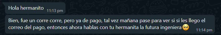 Luiscp_'s tweet photo. Nueva ingeniera en la familia, que orgulloso me siento de mi hermanita, que mujer tan fuerte, valiente y poderosa.

Y más orgulloso de la relación que he podido construir con ella. https://t.co/z6cW3yCJFb