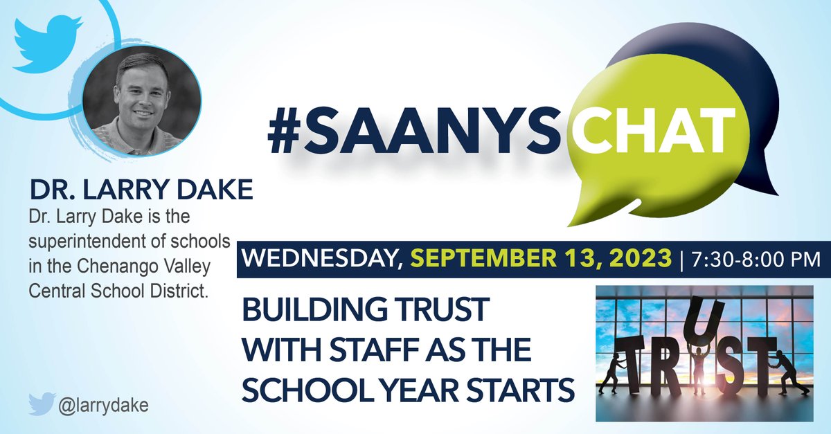 Less than 24 HOURS away from our next #SAANYSChat on Weds, 9/13, at 7:30pmEST! @_Drew_Graber @JessicaPoyer @_Sean_Wood @OA_Swider @OA_Schofield @storiesbydennis @maples78 @DrGHarrigan @AmyDujon @BiscottiNicole @jvanderels @GrowingLeaders @elliotgarciacem @brandon_chall