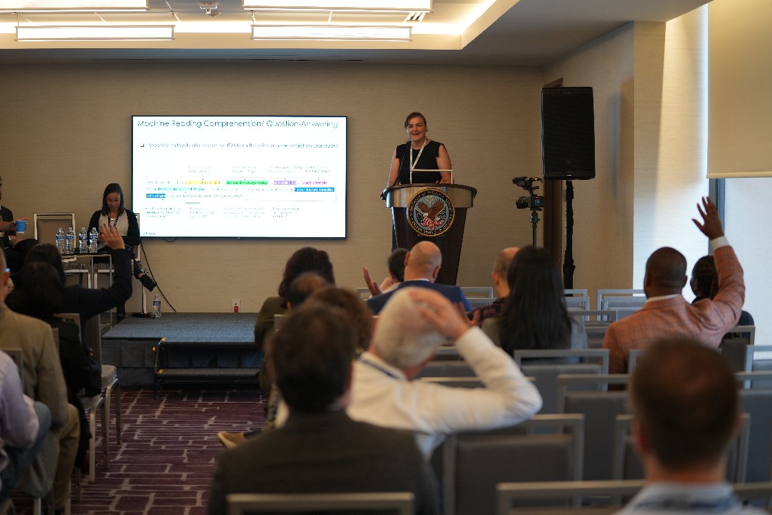 VAInnovation's tweet image. In the last #DataX panel of today, Postdoctoral Fellow, Duncan McElfresh spoke on governance in AI, “We start with our priorities. We have to take those priorities and distill them down to frameworks. Then, you must operationalize them.”