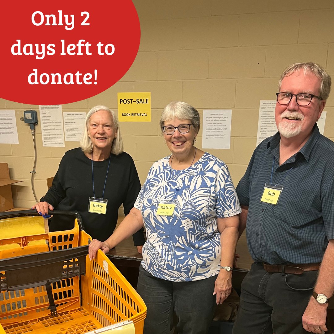 Only 2️⃣ days remain for books, puzzles, DVD's, vinyl records and games to be dropped off at our sale site 69 Huron Street in The Ward. 📚 Friday September 8 10am-noon 📚 Saturday September 9 10am-noon Thank you, we are SO close to reaching our donation goals! 🎉