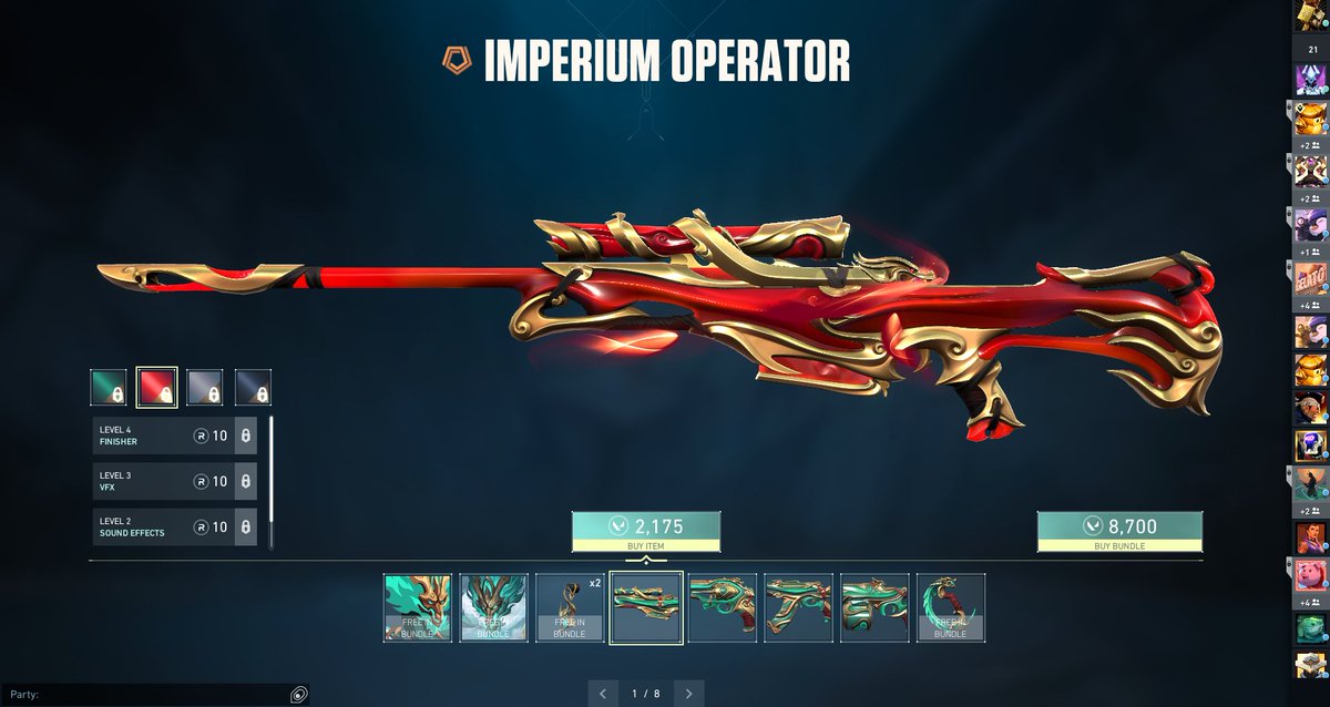 🔥 3 Valorant Imperium Skin Bundle Giveaway 🔥

To participate in the giveaway,
♥ Follow  <a href="/ValorantXs/">Sarah xs</a> 
♥ Like and Retweet this post. 

Winners will be declared in 1 DAY 🏆

GL!  #VALORANT #valorantgiveaway #VALORANTChampions