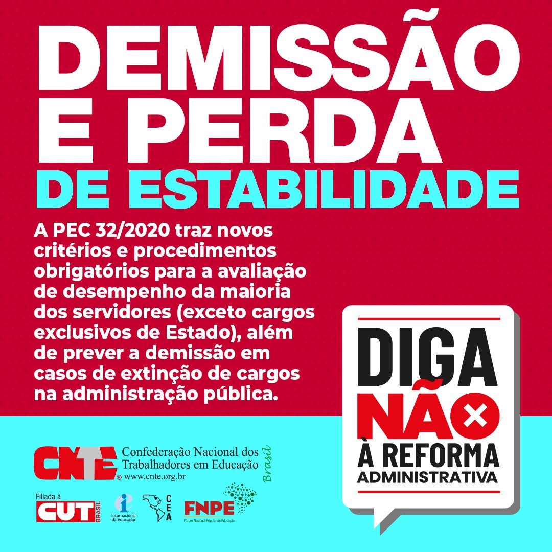 AndersonBrites's tweet photo. A Reforma Administrativa PEC 32 traz novos critérios e procedimentos obrigatórios p/ a avaliação de desempenho dos servidores além de prever a demissão em casos de extinção de cargos na administração pública. @RubensOtoni  @FrenteServicoP @camilajarams   #PEC32não https://t.co/4I62RuGL1d