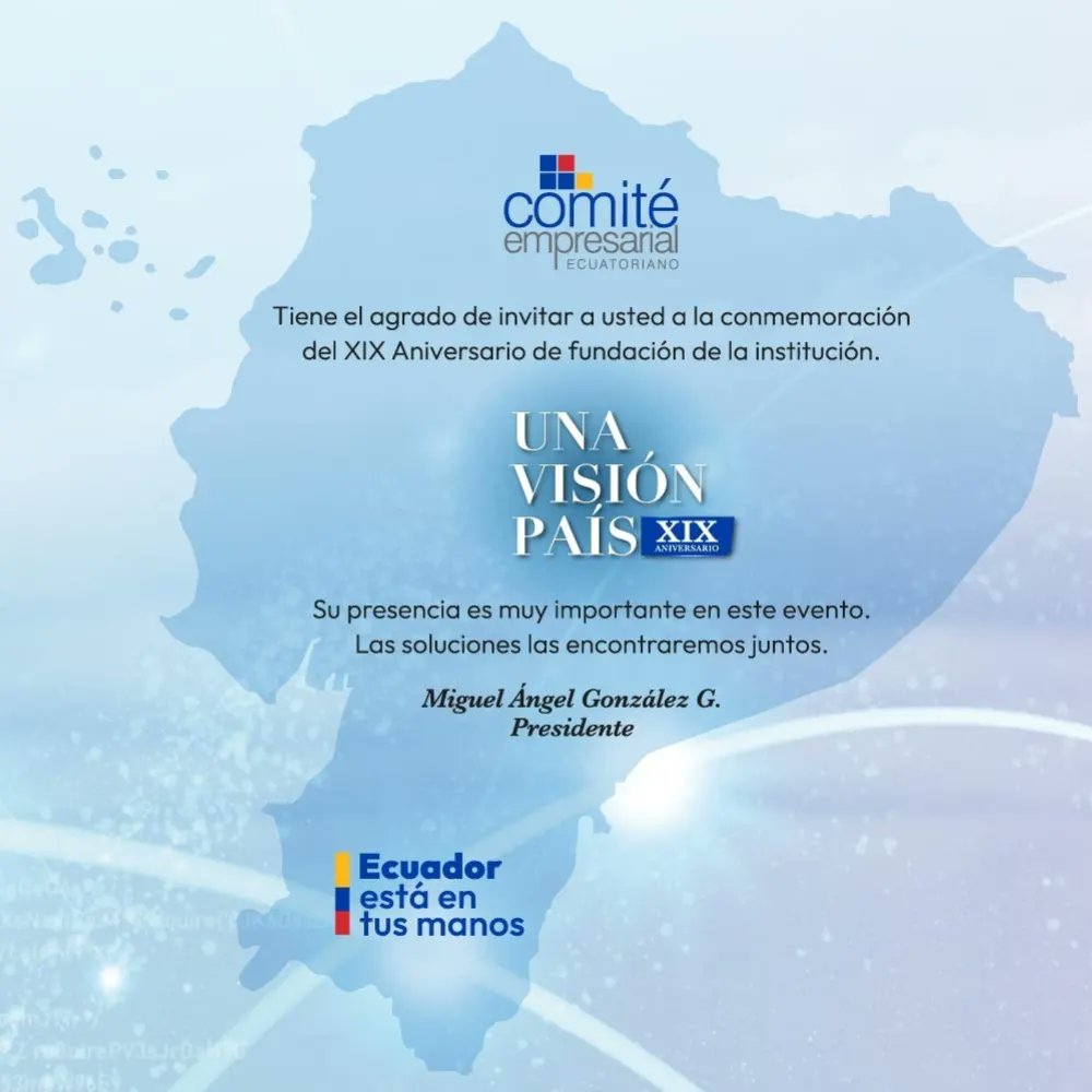 CeEcuatoriano's tweet photo. #19añosSirviendoAlPaís Perseverancia, compromiso y visión de un futuro mejor. Compartimos la celebración de nuestro XIX aniversario, agradecemos a #Sytsa por ser motor de #UnaVisionPais. https://t.co/yblOQ2Mu7I