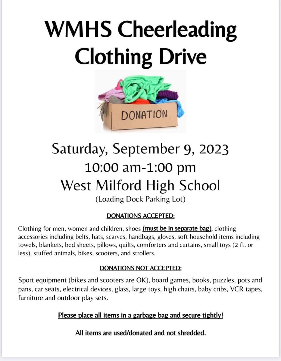 This Saturday! Clothing drive!!! Thanks for the support! 💛🖤