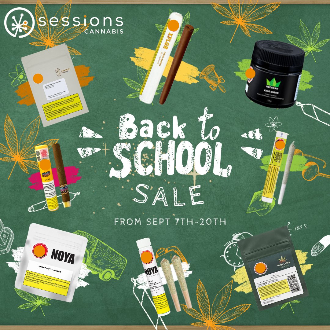 SessionsNorthY's tweet photo. Enjoy our Back to School🎒🤓deals this month from the 7th till the 20th! get ready for the semester ahead with a sesh from Sessions 🍃

#wakeandbake #backtoschooldeals https://t.co/a1Urwdlbw3