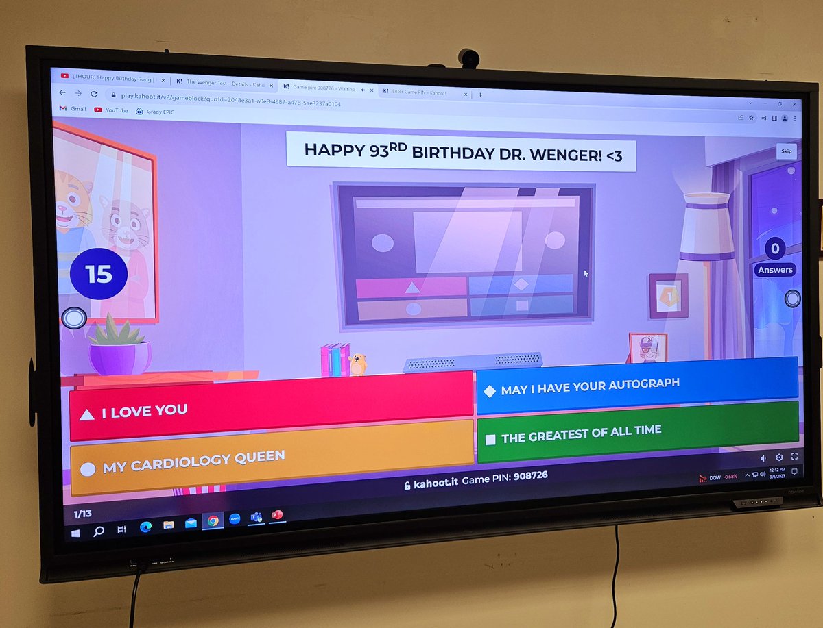 modeldoc's tweet photo. We had fun yesterday @GradyHealth celebrating Dr. @NanetteWenger 's birthday with @EmoryatGrady @emoryheart @emory_heart faculty and fellows. @emorywomenheart 
Dr. Andy Smith won the @Kahoot game "The Wenger Test"🙂 https://t.co/PdEL8ChOnh
