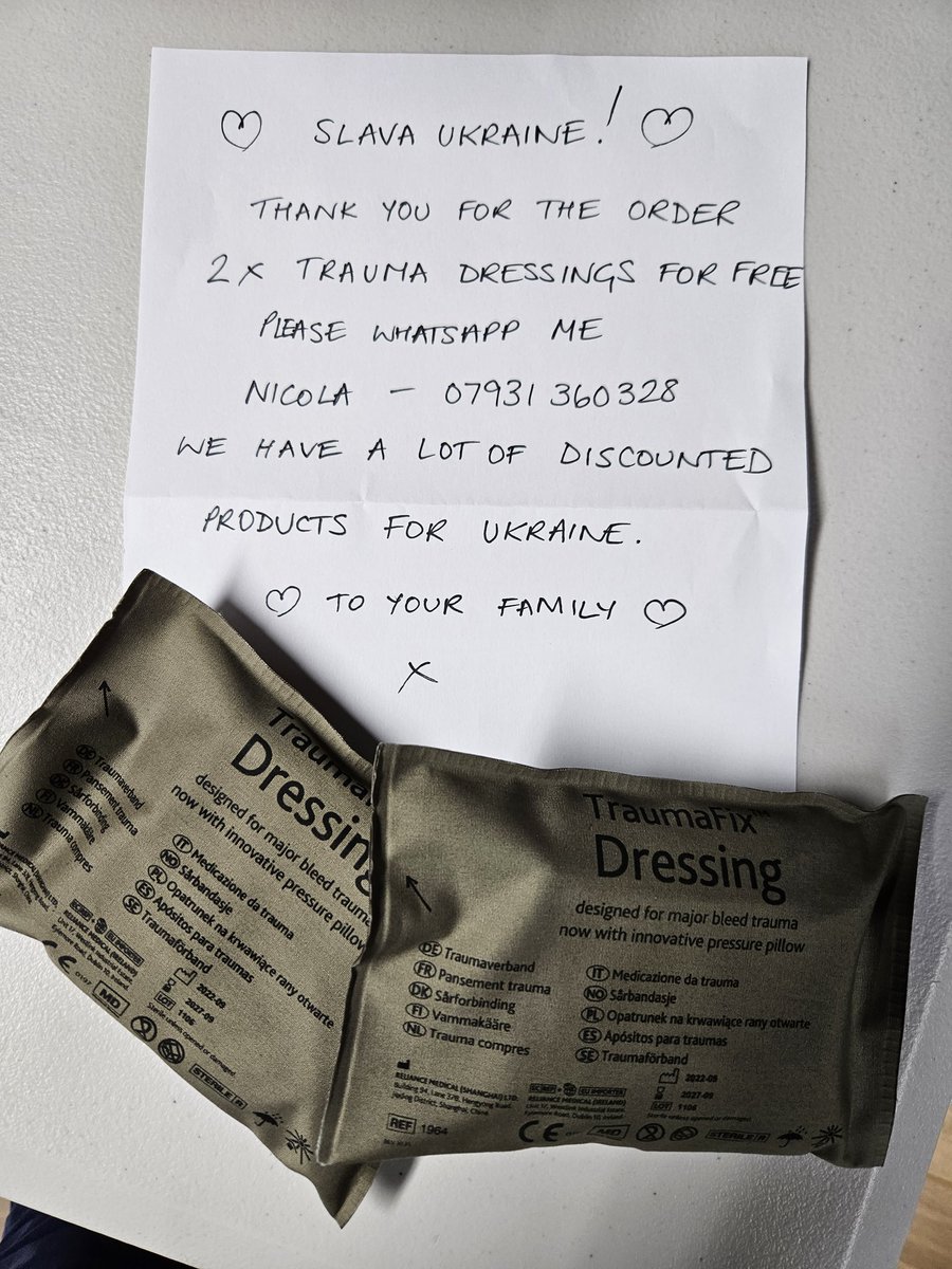 The customers name prompted me to call. The tourniquet was for her husband. Help us help Ukraine by reposting, please. We have a 24/7 WhatsApp on 07931 360328 for generously discounted lifesaving medical supplies.  Україна в моєму серці

#ukraine #SlavaUkraini #celox