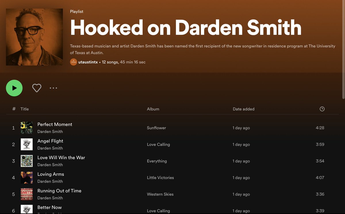 Check out this playlist from our new songwriter in residence, Darden Smith: utex.as/3sKcwuF