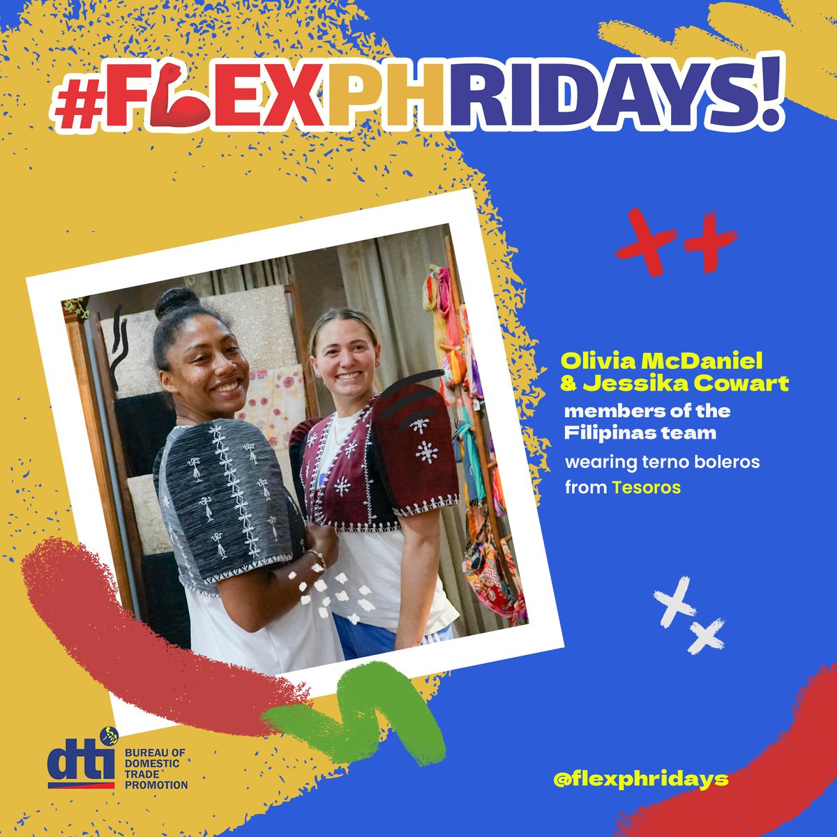 FlexPHridays's tweet photo. @PilipinasWNFT Football champs, Jessika Cowart and Olivia McDaniel, rock their modern Terno boleros from #Tesoros. Celebrate their FIFA success this  #FlexPHridays by sharing your pride for Filipino-made products on social media!
#FilipinasTeam #FIFA2023 https://t.co/Fii26dJ4rL