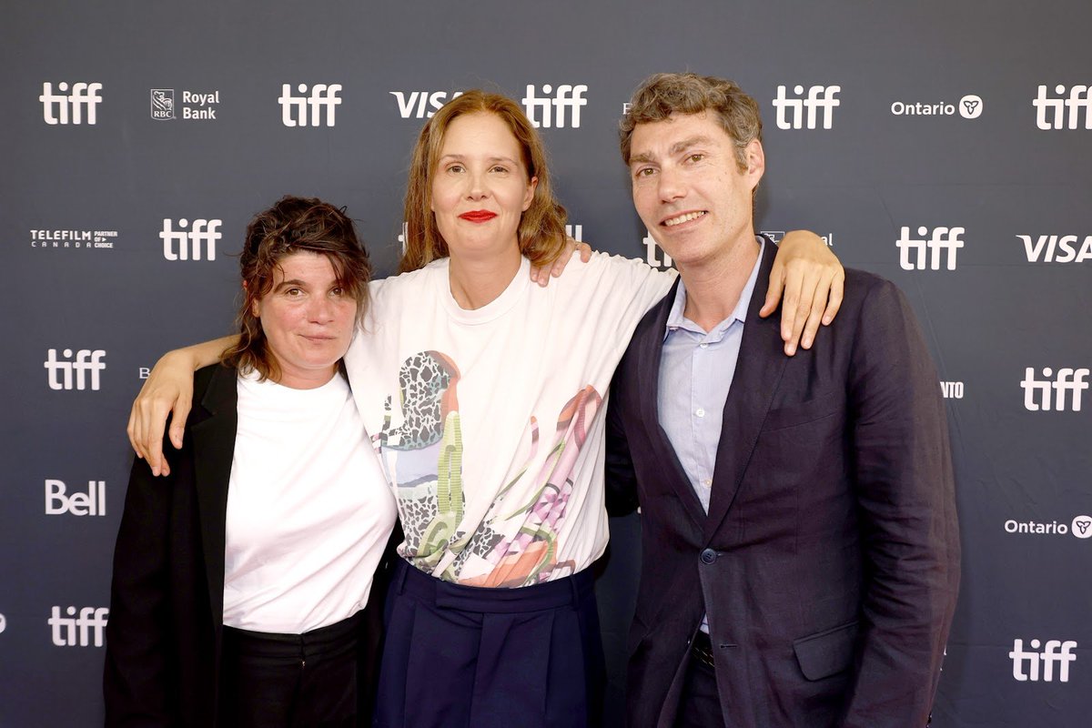 Marie-Ange Luciani, Justine Triet and David Thion on the red carpet for the Canadian Premiere of ANATOMY OF A FALL. #TIFF23 📸: Getty/Frazer Harrison