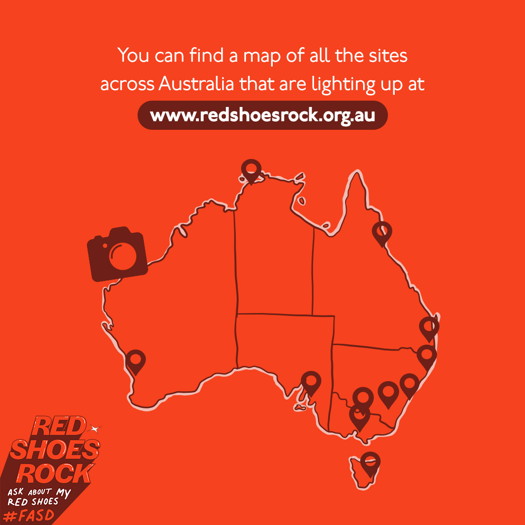 FAREAustralia's tweet image. We&apos;re excited to have more than 50 sites across the country lit up red in support of #FASDAwarenessMonth, to help spark conversation about this often-invisible disability. 

Find a full list of landmarks &amp;amp; get involved here: redshoesrock.org.au/landmarks/ #RedShoesRock
