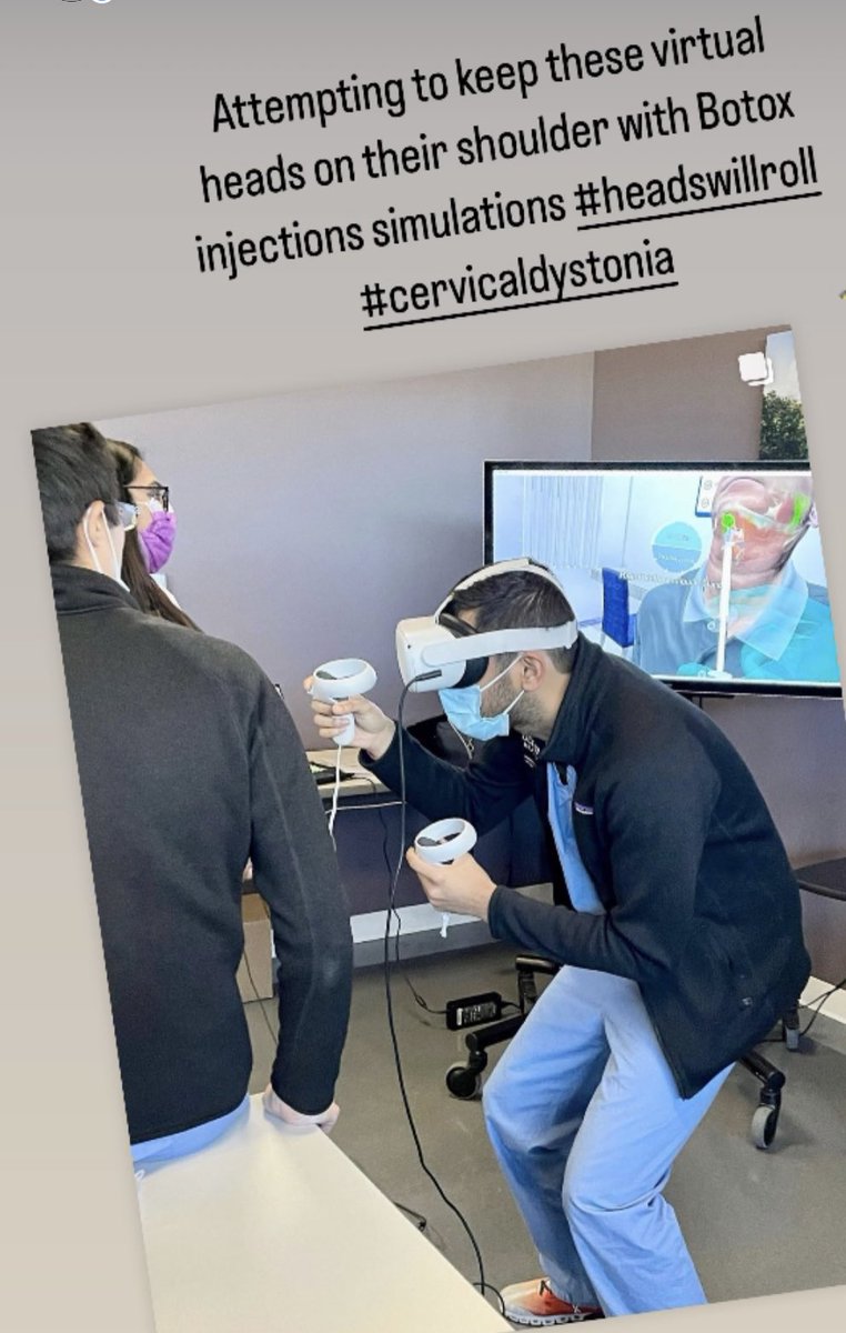 Welcome to our virtual reality training session at our CESI (simulation center) Our residents are having a blast with their Botox virtual reality training! Thanks to our movement disorder attendings for this session