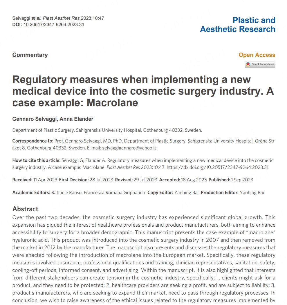 PARjournal's tweet photo. #Macrolane #Cosmetic #Surgery
Never miss this valuable Commentary from Prof. Gennaro Selvaggi🎏🎏
📑This manuscript presents the case example of “macrolane” hyaluronic acid. This product was introduced into the cosmetic surgery industry in 2007 and...
🔗https://t.co/gh1AB9PWge https://t.co/ewZH5Zy5I8
