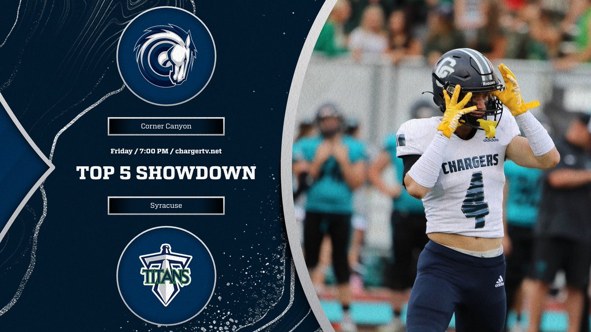 CornerCanyonFootball (@cchsfootball_) on Twitter photo Corner Canyon (3-1) at Syracuse (4-0), battle of Top 5 teams - Fri. 7 pm on chargertv.net. <a href="/HSFBamerica/">High School Football America</a> <a href="/mjfrecruits/">MJF Football Recruiting</a> <a href="/Zack_Poff_MP/">Zack Poff</a> <a href="/SlingintheP/">Slingin’ the Pill Media™️</a> <a href="/CuseTitans_FB/">SyracuseTitans_FB</a> <a href="/kslsports/">KSL Sports</a> <a href="/TribPrepsEd/">Trib Preps</a> <a href="/patrickcarr_/">Patrick Carr</a> <a href="/KjarEric/">Eric kjar</a> <a href="/bcavi68/">BJ</a> <a href="/BoTate20/">Bo Tate</a> <a href="/TateKjar/">Tate Kjar</a> <a href="/Nai_Filivao/">NaiMana Filivaolelei</a> <a href="/MaxPreps/">MaxPreps</a> <a href="/fager_mana/">Mana Fager</a> Corner Canyon (3-1) at Syracuse (4-0), battle of Top 5 teams - Fri. 7 pm on chargertv.net. <a href="/HSFBamerica/">High School Football America</a> <a href="/mjfrecruits/">MJF Football Recruiting</a> <a href="/Zack_Poff_MP/">Zack Poff</a> <a href="/SlingintheP/">Slingin’ the Pill Media™️</a> <a href="/CuseTitans_FB/">SyracuseTitans_FB</a> <a href="/kslsports/">KSL Sports</a> <a href="/TribPrepsEd/">Trib Preps</a> <a href="/patrickcarr_/">Patrick Carr</a> <a href="/KjarEric/">Eric kjar</a> <a href="/bcavi68/">BJ</a> <a href="/BoTate20/">Bo Tate</a> <a href="/TateKjar/">Tate Kjar</a> <a href="/Nai_Filivao/">NaiMana Filivaolelei</a> <a href="/MaxPreps/">MaxPreps</a> <a href="/fager_mana/">Mana Fager</a>