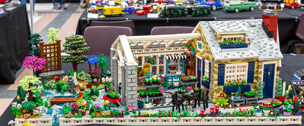 Giffen Gardens by K. Giffen.  Amazing Builds like this at BrickCon 2023 Sept 9-10 Meydenbauer Center - aftontickets.com/BrickCon2023?a…