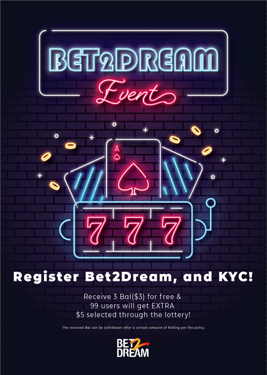 Bet2Dreamcom's tweet photo. This event will end when we get 500 users starting from today 😍 https://t.co/4fyGFnGT8n