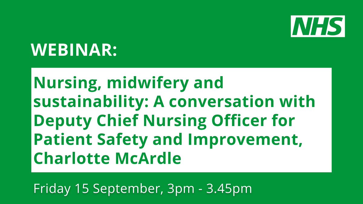 teamCNO_'s tweet photo. Join @charlottemcardl to learn more about our nursing and midwifery sustainability ambitions, the range of projects we are working on and some of the work taking place across the country. You can also learn how you can get involved. Sign up here #teamCNO:  https://t.co/sQKnBU8Qfg https://t.co/FFr9wBnBmx