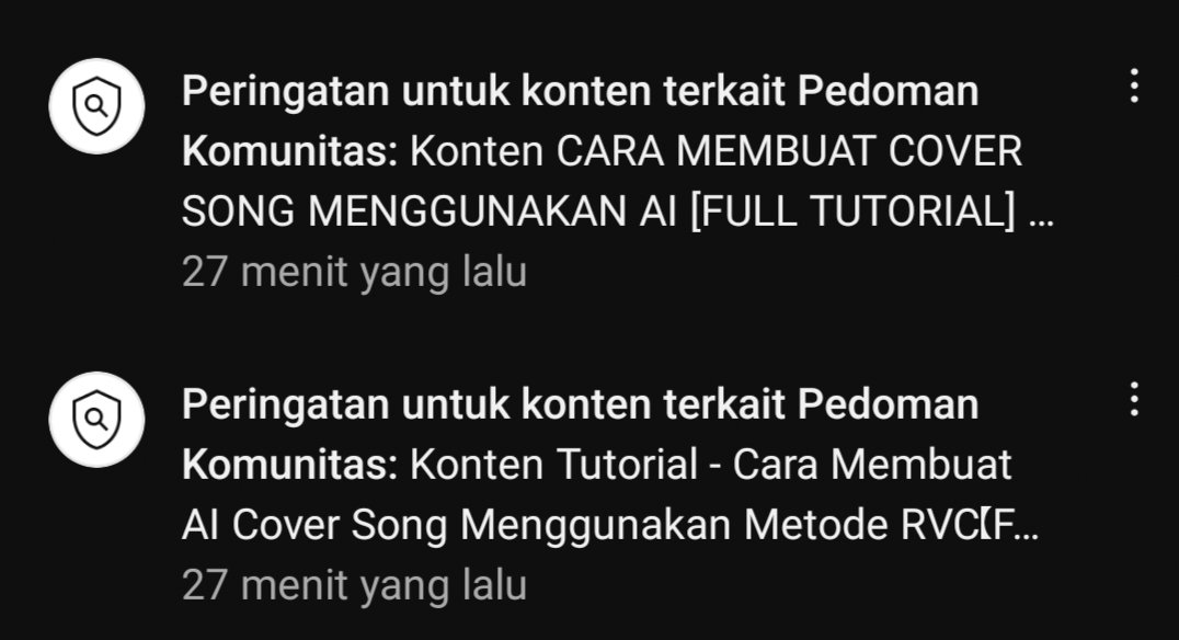 arswika's tweet image. Waduhh, 2 video tutorial AIku dengan view terbanyak kena pelanggaran youtube 🥲. Yaa, sudah kuduga sih kalau akhirnya bakal gini kalau bikin tutorial AI yang "sensitif"
#vtuberid #ai #aitutorial #youtube