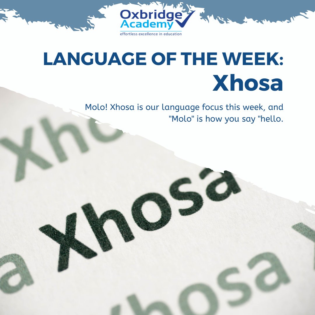OxbridgeEdu's tweet image. #LanguageOfTheWeek: Xhosa

Molo! 🎉 isiXhosa is our language focus this week, and "Molo" is how you say "hello." Let's celebrate the beauty of communication and connection by using this greeting to brighten someone's day. 🌼

#fridayfunday #isixhosa #heritagemonth #myheritage