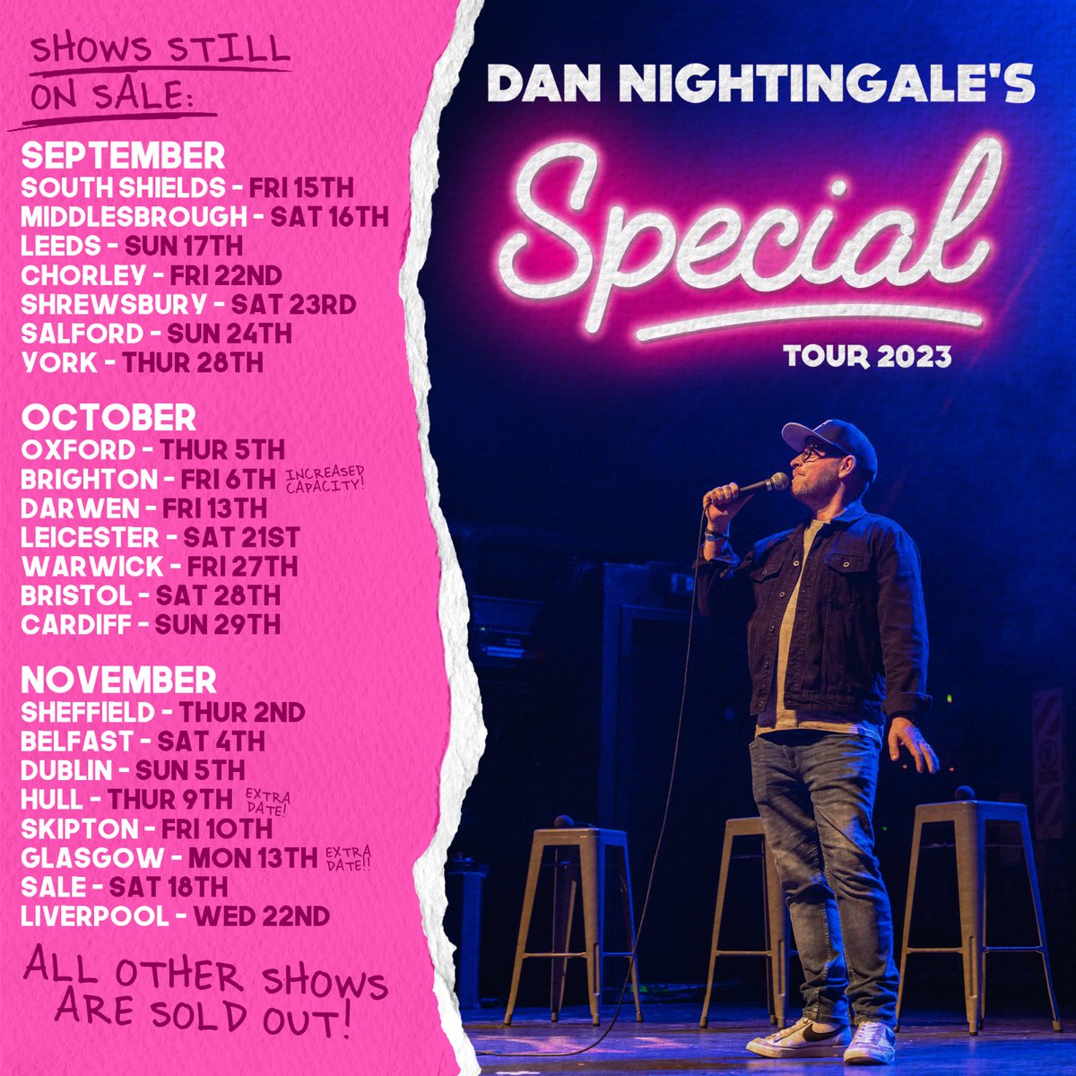 DanHasAPodcast's tweet photo. Nantwich tonight. South Shields, Middlesbrough and Leeds next weekend. Then the rest of the shows with tickets available. Don't miss out. Link in bio/stories. 🧡 https://t.co/zsAfsFNPsP