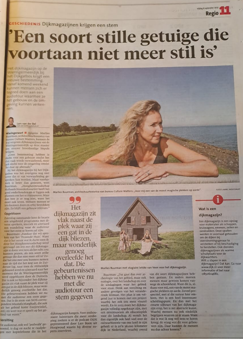 Onze dijkmagazijnen mooi uitgelicht!!! 
Morgen is iedereen welkom bij de lancering en start van Het Pratende Huis: tinyurl.com/55ev5s2r
#herbestemming #erfgoed #water Dank #noordhollandsdagblad en dank aan <a href="/WaterschapHHNK/">Waterschap HHNK</a> @Cultuurfonds <a href="/Rijkswaterstaat/">Rijkswaterstaat</a>