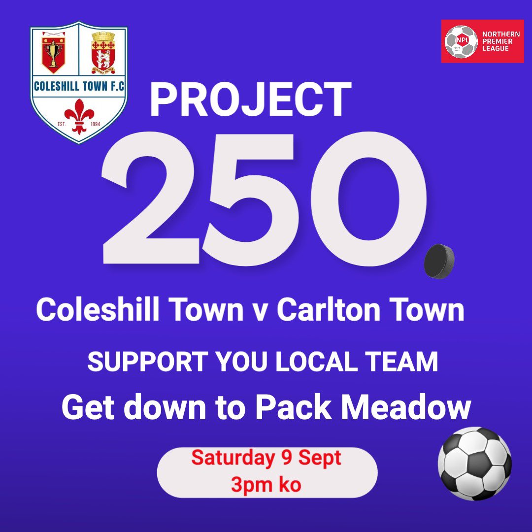 coleshilltownfc's tweet image. Tomorrow we host @CTFC1904 in the FA Trophy we have a project to get a crowd of over 250 let’s show our support for non league football with no premiership games why not. The if you want watch England in the bar  after our match has finished @AVFCOfficial @Birminghamcityf