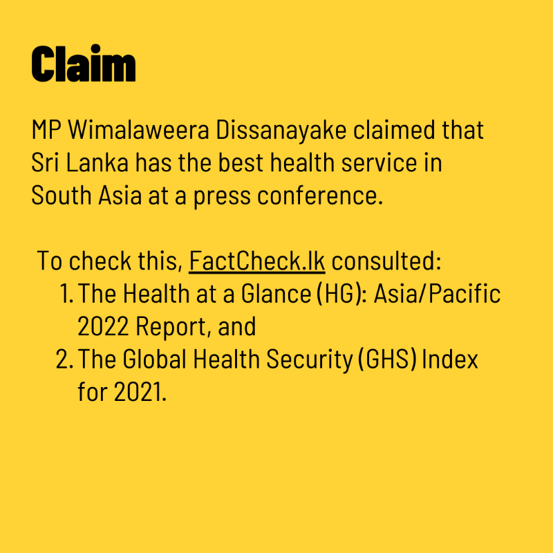 factchecklka's tweet photo. MP Wimalaweera Dissanayake claimed that Sri Lanka's health service ranks number 1 in South Asia.
Swipe ⏪ to find out if it does.
📚 Read the full fact-check at: https://t.co/j5ZVubPG3i
#FactCheckLK