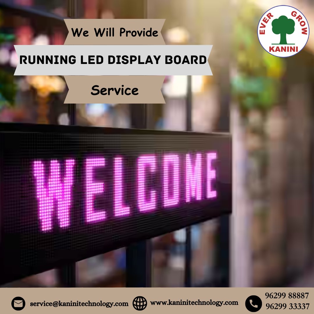 Run Your Message with Our Dynamic LED Display Board Service .#RunningLED #DynamicDisplays #EventPromotion #RealTimeUpdates #AdvertisingSolutions #BusinessPromotion  #LEDTechnology #ImpactfulAdvertising #RunningSigns #LEDService #InnovativeDisplays #LEDExperts #kaninitech