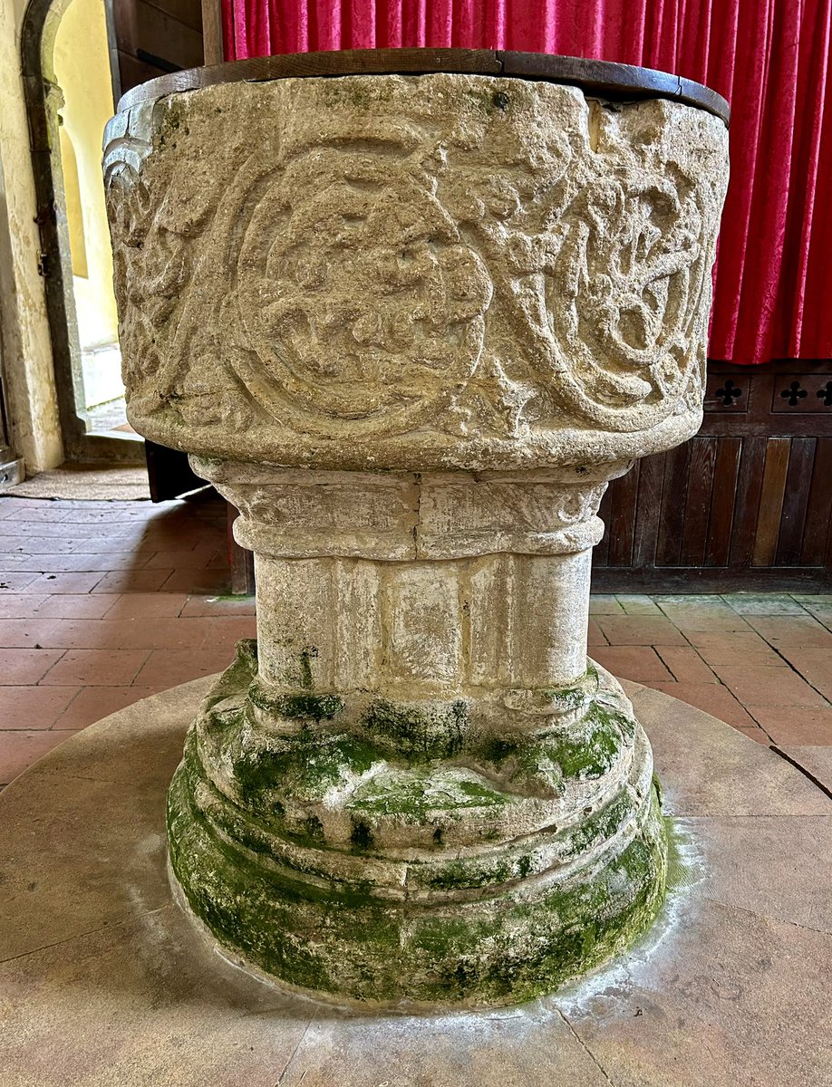 The round bowled Norman font of St. Andrew’s Church at Little Snoring in Norfolk. #FontsOnFriday 📷 My own.