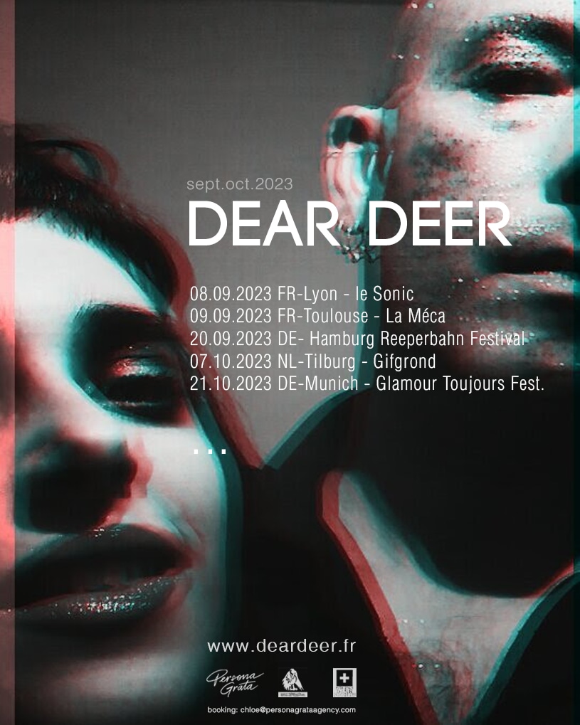 Here we are, back on the road ! 💥 Next gigs planned in september/october... See you there ! Tonight in Lyon / Le Sonic Préventes : helloasso.com/associations/l… #postpunk #electro #postwave #ontour #deardeer