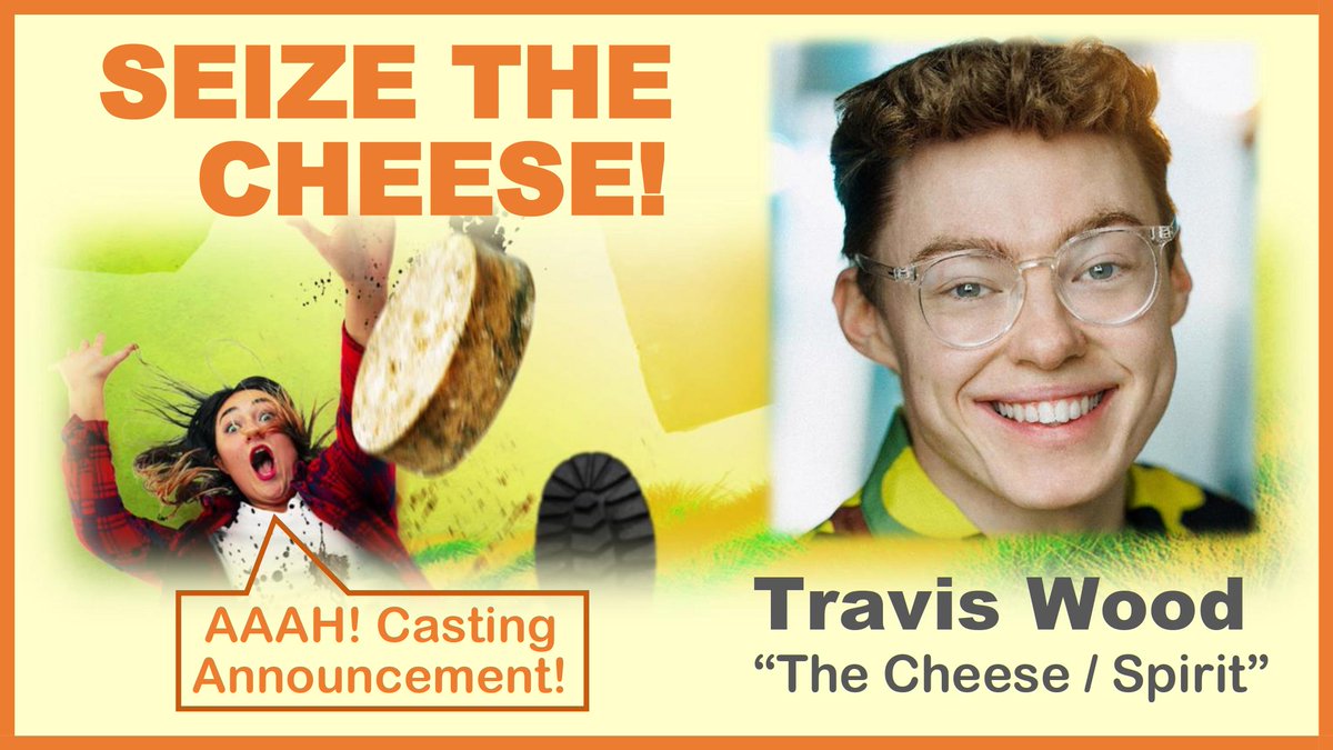 SeizeCheese's tweet photo. 🧀🧀🧀CASTING ANNOUNCEMENT🧀🧀🧀

Welcome to the team Travis Wood @TravisWood_ 

Travis plays "The Cheese" and "Spirit of the Hill"

What we saw in auditions: Huge voice, clever acting choices, ability to jump really high! https://t.co/aU6j7wnr2c