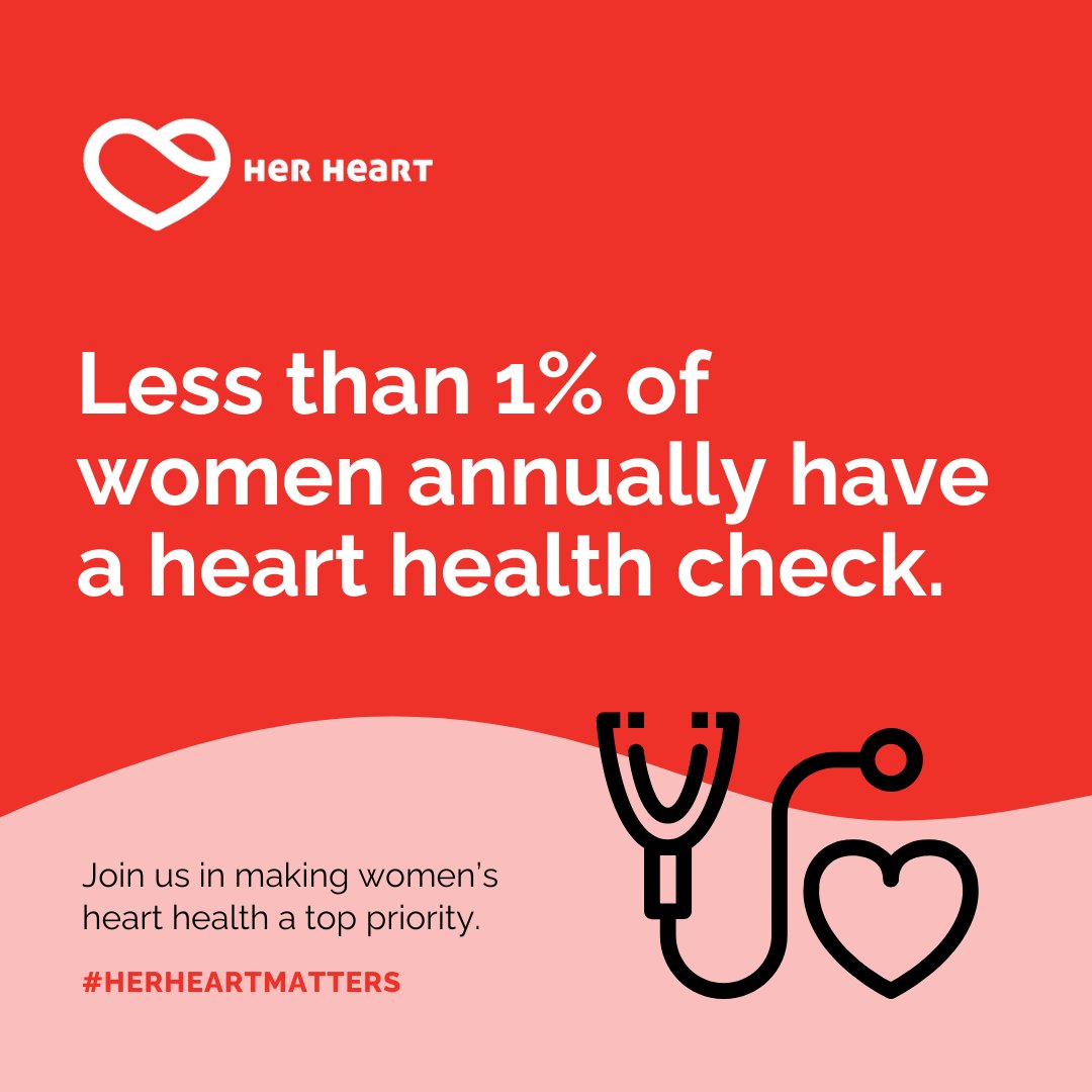 Less than 1% of women get heart health checks yearly. It's time to change that! Join us this September for #HerHeartMatters and take the first step towards a healthier you. Learn more: herheart.org/join-the-herhe… #WomensHeartHealth #WomensHealthWeek #Heart #EnderGenderBias