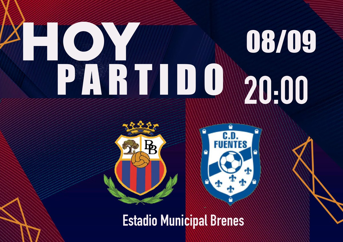 El BRENES BALOMPIÉ contra el C.D. Fuentes hoy Viernes a las 20:00. Estadio Municipal de Brenes.