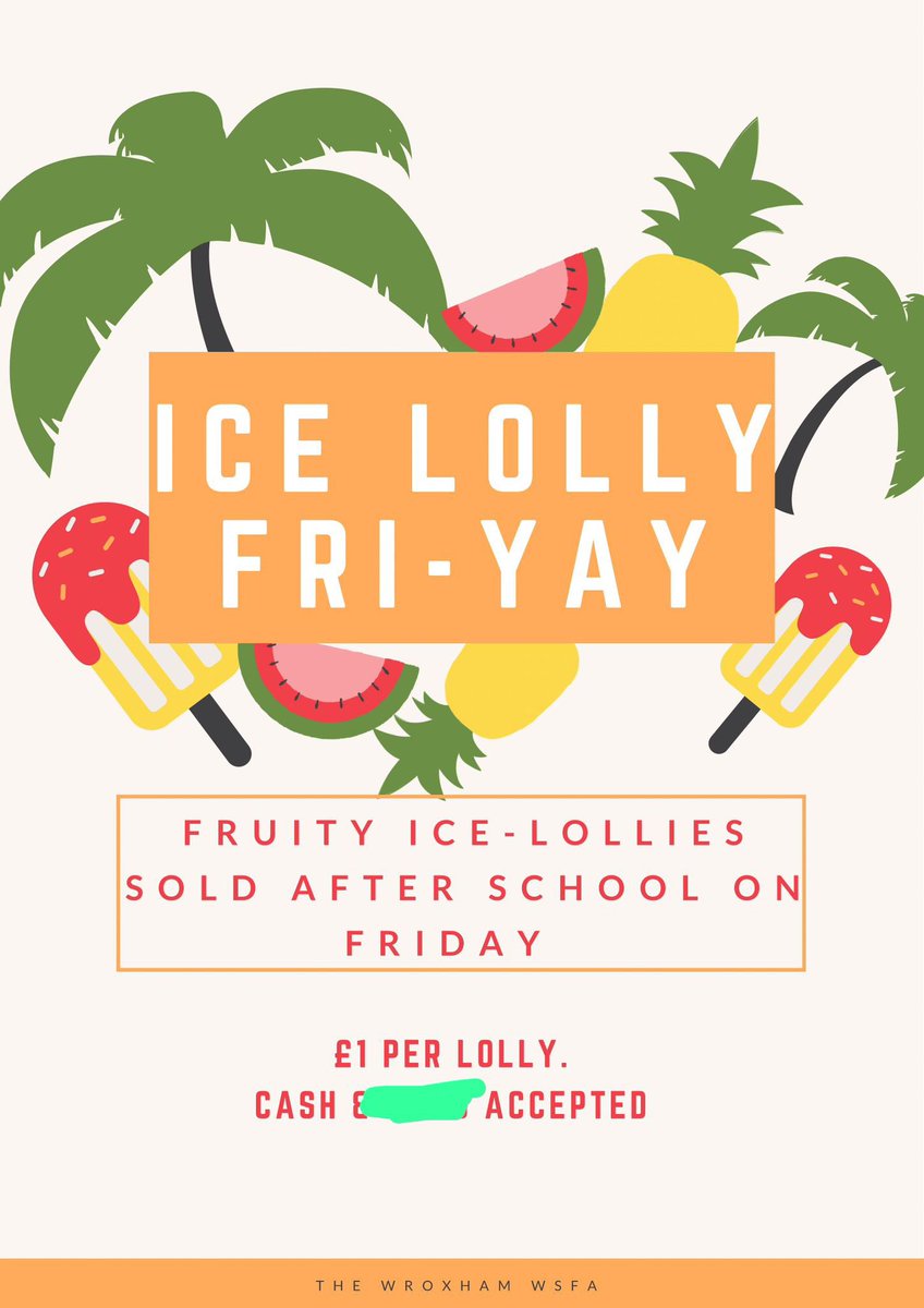 Today after school - due to the glorious weather we are still offering ice lollies!! Cash only today please