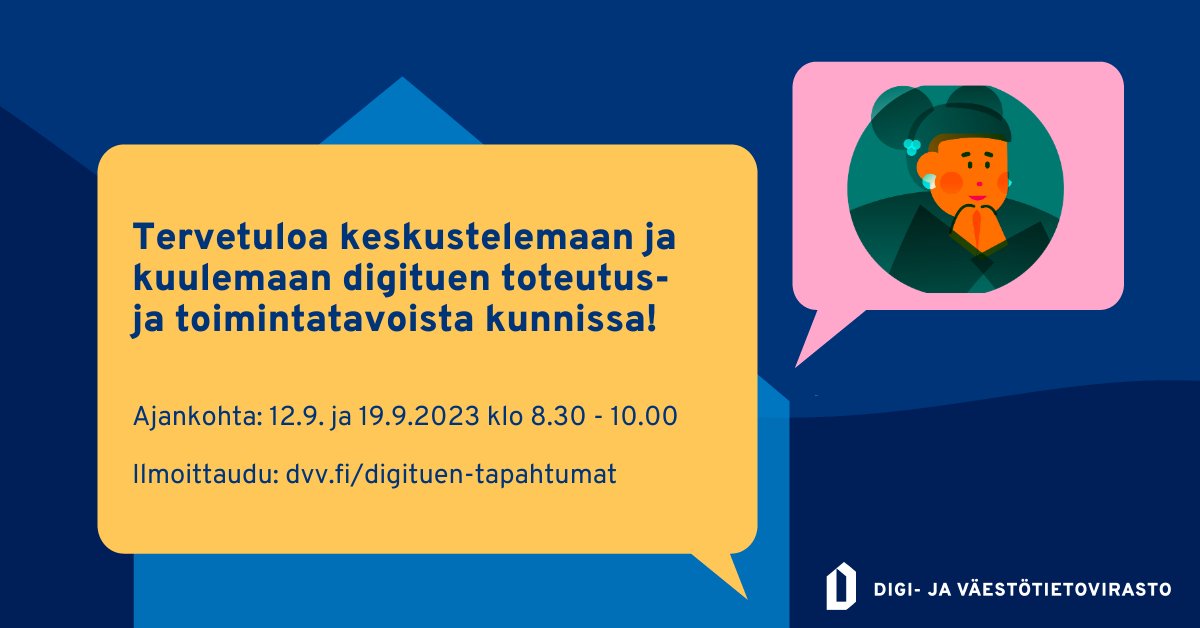 DVVfi's tweet photo. Kuinka teidän kunnassa toimii #digituki?

Tule keskustelemaan ja kuulemaan aiheesta Teams-aamukahveillemme 12.9. ja 19.9. klo 8.30-10.00 ☕

Tutustu etäkahvien ohjelmaan ja ilmoittaudu mukaan
👉 https://t.co/Pgv4ndhx2V https://t.co/VsoYdeTI1V