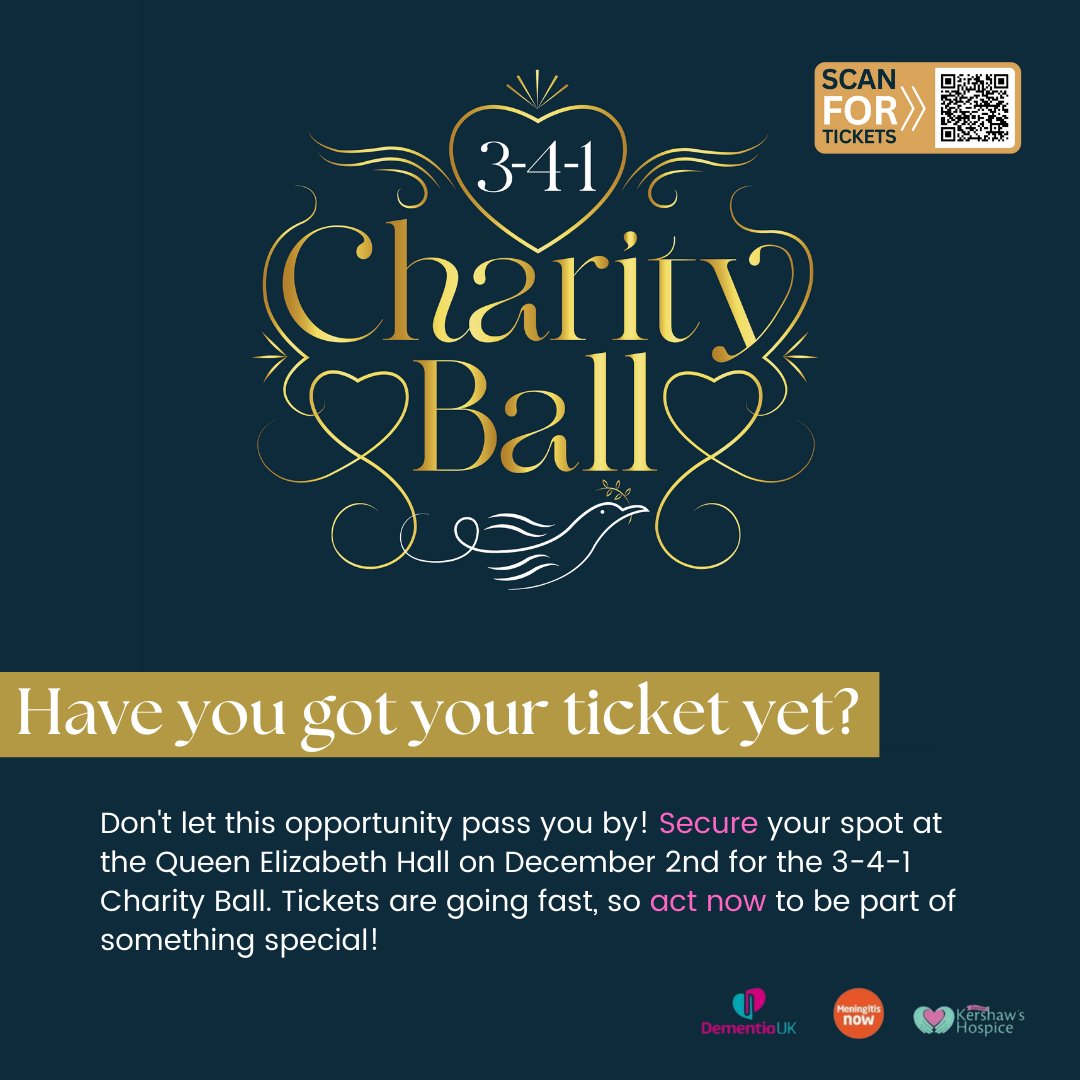 341charityball's tweet photo. Together, we can make a profound impact on lives! 🤝 Join us at the #341CharityBall to support @dementiauk, @MeningitisNow, and @KershawsHospice. Get your tickets now! 🎉 https://t.co/2pmjDm8ddD