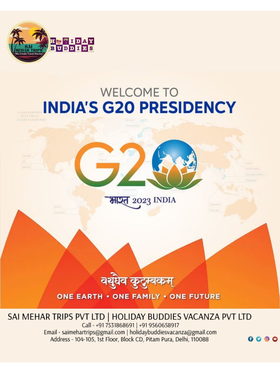 🌍 Connecting nations, forging solutions! 🤝 #G20Summit #GlobalUnity'

'Leaders from around the world unite for progress 🌐💼 #G20Leaders #TogetherStronger'
'Discussing global challenges, shaping a brighter future. 🌟 #G20Summit2023 #ChangeMakers'
#G20
#G20Summit
#GlobalLeaders
