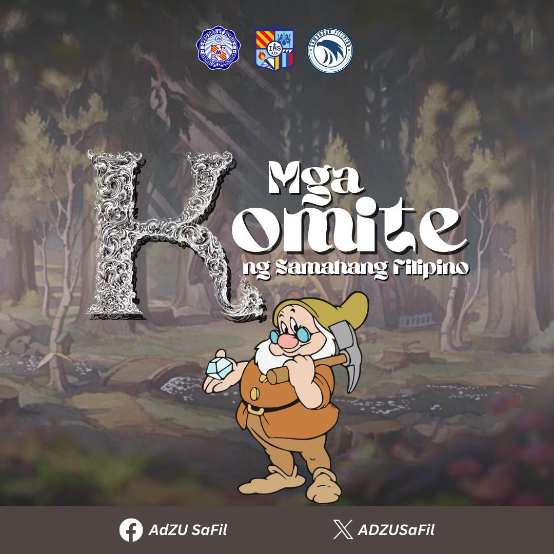 ADZUSaFil's tweet photo. 'SAFIL: ANG MGA KOMITE' ✍️

Naghahanap ka ba ng plataporma kung saan maaari mong ipamalas ang iyong talento't husay sa pagsusulat at pagdisenyo ng pubmat? Pinahahalagahan mo rin ba ang wika't kultura ng bansa? https://t.co/N3Y1ashhdI