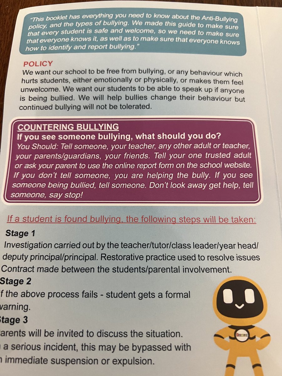 Student-Friendly version of ⁦@BremoreEducate⁩ bullying policy. Pioneering example of how school policies for children can and should be made accessible to them by them. 🎉