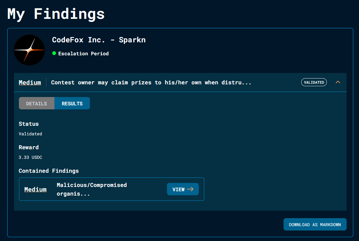 My first solidity audit earning. 3.33 WHOLE DOLLARS.