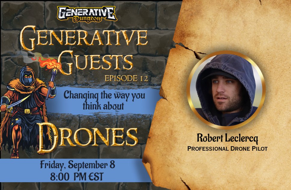 🕵️"It's the government spying on us all. Shoot it down!" 🛸

🧙‍♂️Join us for Generative Guests Episode 12!

We will be debunking common myths surrounding Drones and Drone Pilots 🧑‍✈️

Join here👇 8pm EST x.com/i/spaces/1LyxB…

Guest:
♦️ Robert Leclercq - Pro Drone Pilot

Also!