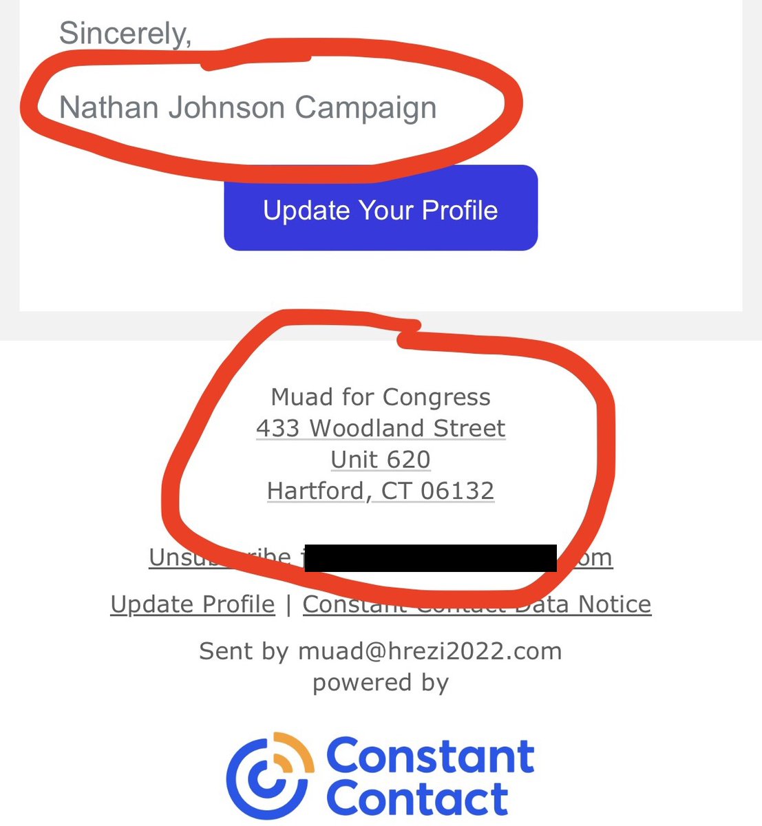 Jeff Lin (@jefflin) on Twitter photo How does my email address go from <a href="/muadhrezi/">Muad Hrezi</a> in CT (to whom I have never given my email address) to <a href="/NathanForTexas/">Nathan Johnson</a>? I really hate this practice and will mark all your <a href="/ConstantContact/">Constant Contact</a> emails as SPAM. How does my email address go from <a href="/muadhrezi/">Muad Hrezi</a> in CT (to whom I have never given my email address) to <a href="/NathanForTexas/">Nathan Johnson</a>? I really hate this practice and will mark all your <a href="/ConstantContact/">Constant Contact</a> emails as SPAM.