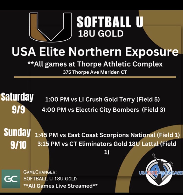 Got the schedule for this weekend! Can’t wait to play! <a href="/SoftballUCT18/">Softball U CT 18U Gold</a>