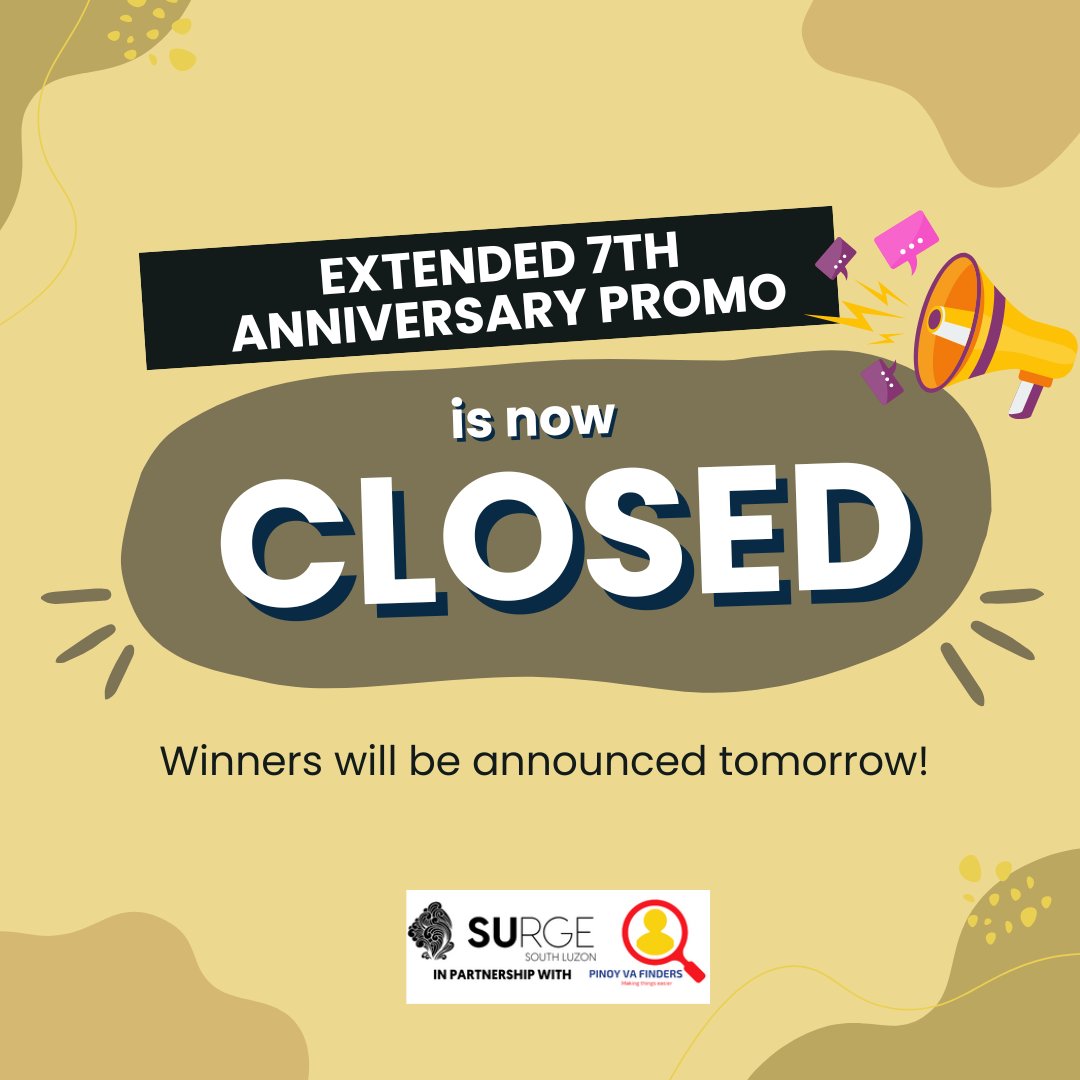 Thank you for celebrating our 7th anniversary with us! 🎉
The "click to stop" extended 7th anniversary promo may be closed, but the memories will last forever. Stay tuned as we announce the winners tomorrow!

#SurgeMarketplace #AnniversarySpecial