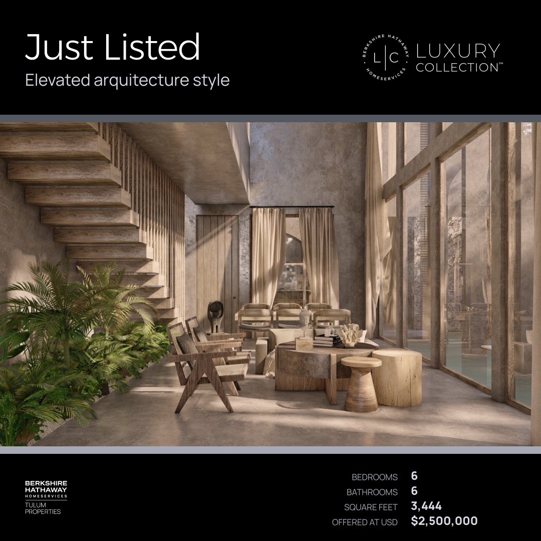 bhhstulum's tweet photo. #BHHS #BHHSTulum #BHHSLuxury #LuxuryLifestyle #Tulum 
New Listing!
This extraordinary villa, brought to you by a leading architectural studio renowned for crafting expansive, functional spaces that seamlessly blend with the natural environment
Seize this Exclusive Opportunity! https://t.co/kG8u2Sc08G